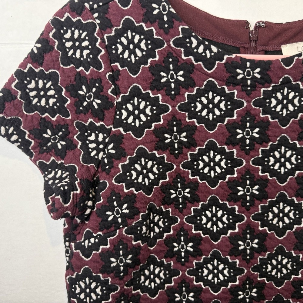 LOFT Outlet Women's Petite S Purple Quilted Geometric Shift Dress Whimsigoth - Picture 4 of 10